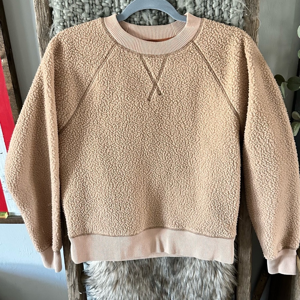 Everlane Redone Tan Sherpa sweatshirt
